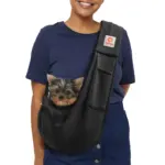 Tomkas Small Dog Sling Carrier - Classic Pocket & Classic Strap - for 3-10 lbs Pets(Black)